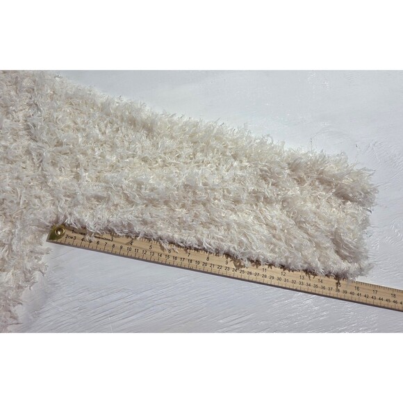 Forever 21 Cropped Fluffy Shag Style Cream Sweater Pullover Women's Size L - Picture 14 of 15